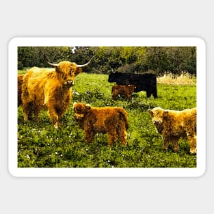 Highlands and Calves Sticker